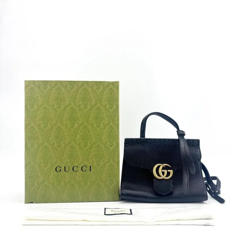 Gucci GG Marmont Mini Top Handle Bag Black